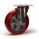 Roulette pivotante, diamètre 200 fixation à platine ,polyuréthane ROUGE, charge 350 Kg