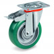 Roulette Polyuréthane vert GREEN-SOFT® pivotante à frein diamètre 100 mm à platine - 200 Kg