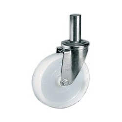 Roulette pivotante polyamide blanc diamètre 100 mm TIGE LISSE  Ø 22 - 200 Kg