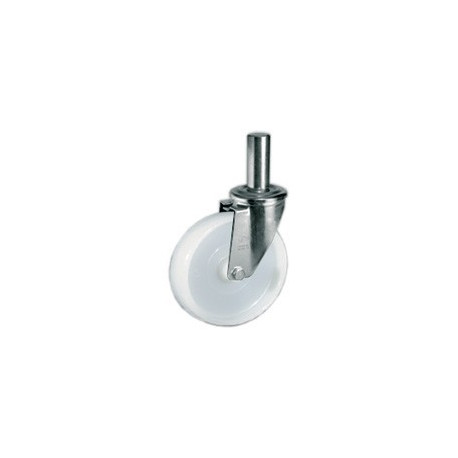 Roulette pivotante polyamide blanc diamètre 100 mm TIGE LISSE  Ø 22 - 200 Kg