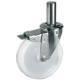 Roulette pivotante à frein polyamide blanc diamètre 125 mm TIGE LISSE  Ø 22 - 220 Kg