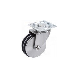 Roulette roue alluminium nickelé style pivotante diamètre 75 mm - 45 Kg