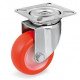 Roulette polyuréthane rouge pivotante diamètre 30mm fixation à platine