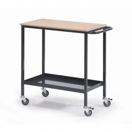 Servante plateaux tôle et plateau bois - 795/710 x 455/410 - CMU:150kg