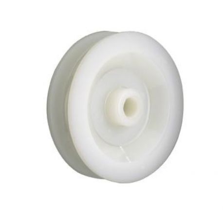 Poulie de diam 20/11 mm en polyamide PA 6 Blanc a palier lisse pour cable diam 4 mm CMU de 20 kg