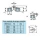 Charnière alesage traversant en polyamide renforcé et axe inox, 32x32 entraxe 20x20 pour vis M4