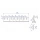 Rail de 2.50 m en épaisseur 20/10 percé de trous carrés pour vis à collet carré de 6 sur plat, tous les 0.50 m Hauteur : 53 mm