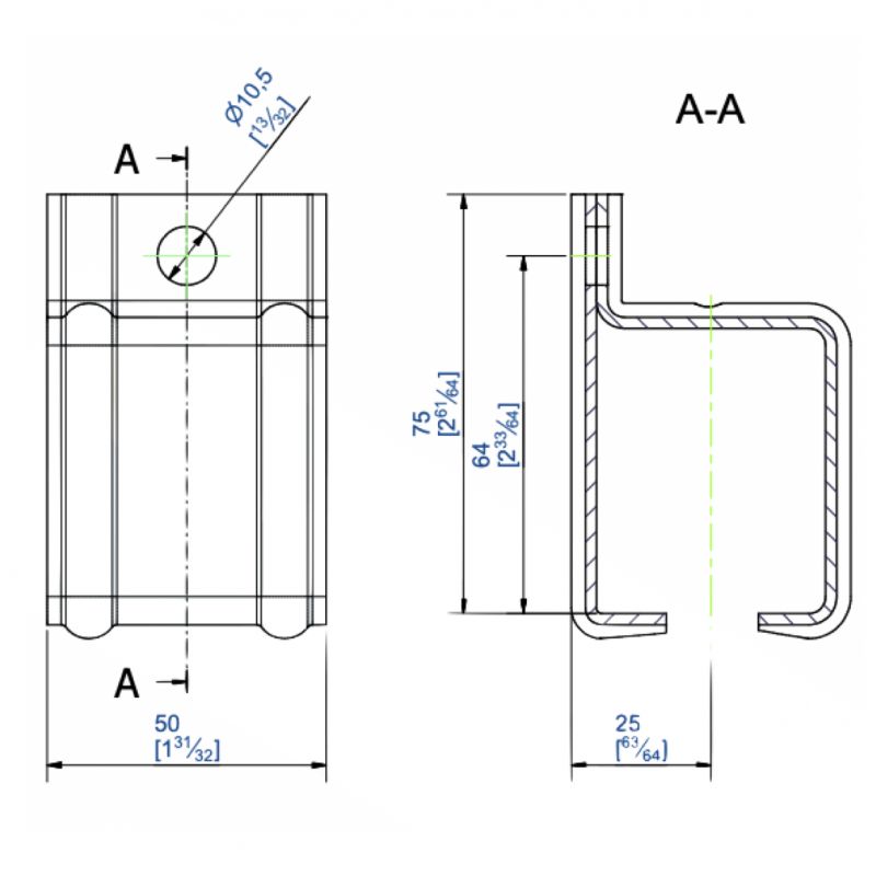 Support latéral à fixation murale pour rail de 50x40 mm