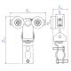 Chariot à support oscillant équipé de galets acier montés sur roulements à billes - câble 10 à 25 maxi (capacité/chariot 15kg)