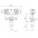 Monture inox (galets inox monté sur roulement à billes inox, vis d'accrochage M14)
