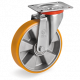 Roulette pivotante, roue diamètre 125 fixation à platine ,polyuréthane , charge 350 Kg