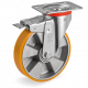 Roulette pivotante à frein, roue diamètre 160 fixation à platine ,polyuréthane , charge 350 Kg