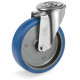 Roulette caoutchouc bleu élastique pivotante diamètre 80 mm fixation à oeil