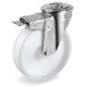 Roulette pivotante à frein, diamètre 80 fixation à trou central ( oeil ), polyamide, charge 100 Kg