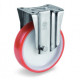 Roulette polyuréthane rouge fixe diamètre 80mm à platine - 120 Kg