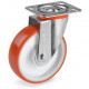 Roulette polyuréthane rouge pivotante diamètre 80mm roulement billes à platine - 130 Kg