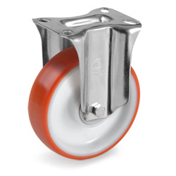  Roulette polyuréthane rouge fixe diamètre 100 mm roulement billes à platine - 200 Kg
