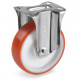 Roulette polyuréthane rouge fixe diamètre 80 mm roulement billes à platine - 130 Kg