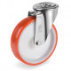 Roulette polyuréthane rouge pivotante diamètre 80 mm à oeil - 120 Kg