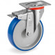 Roulette polyuréthane BLEU-SOFT® pivotante à frein diamètre 80 mm - 75 Kg