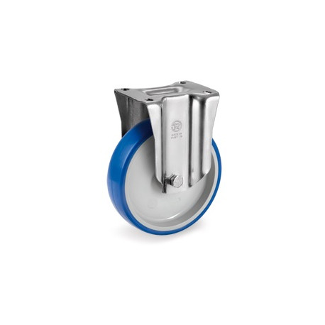 Roulette polyuréthane BLEU-SOFT® fixe diamètre 80 mm - 75 Kg