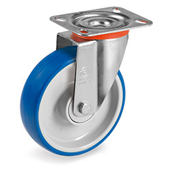Roulette polyuréthane BLEU-SOFT® pivotante diamètre 80 mm roulement à billes - 85 Kg