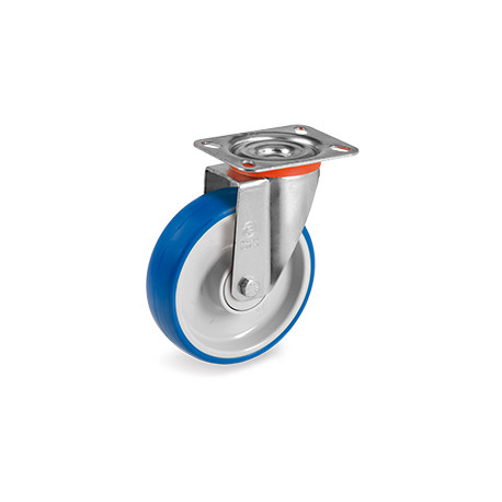 Roulette polyuréthane BLEU-SOFT® pivotante diamètre 80 mm roulement à billes - 85 Kg