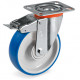 Roulette polyuréthane BLEU-SOFT® pivotante à frein diamètre 80 mm roulement à billes - 85 Kg