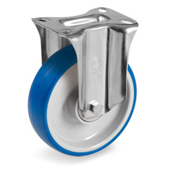 Roulette polyuréthane BLEU-SOFT® fixe diamètre 80 mm roulement à billes - 85 Kg