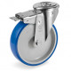 Roulette à oeil polyuréthane BLEU-SOFT® pivotante à frein diamètre 100 mm - 120 Kg