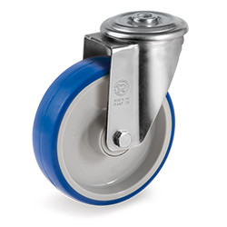 Roulette à oeil polyuréthane BLEU-SOFT® pivotante diamètre 80 mm roulementà billes - 85 Kg