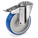 Roulette à oeil polyuréthane BLEU-SOFT® pivotante à frein diamètre 100 mm roulementà billes - 120 Kg