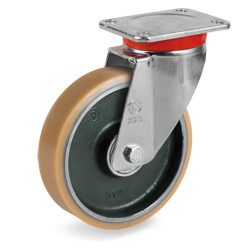 Roulette polyurethane FORTHANE® pivotante diamètre 80 mm - 200 Kg