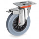 Roulette INOX caoutchouc gris pivotante à frein diamètre 160 mm - 150 Kg