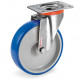 Roulette INOX polyuréthane BLEU-SOFT® pivotante diamètre 80 mm - 75 Kg