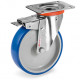 Roulette INOX polyuréthane BLEU-SOFT® pivotante à frein diamètre 125 mm - 180 Kg