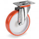 Roulette INOX polyuréthane rouge pivotante diamètre 80 mm - 120 Kg