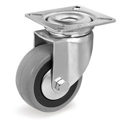 Roulette caoutchouc gris pivotante diamètre 75 mm roulement à billes - 60 Kg
