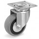 Roulette caoutchouc gris pivotante diamètre 125 mm roulement à billes - 100 Kg