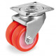 Roulette jumelée polyuréthane rouge pivotante diamètre 50 mm - 140 Kg
