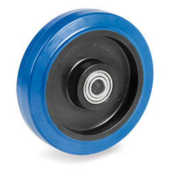 Roue caoutchouc EASYROLL® BLEU 200 x 50 moyeu 60 axe 20 mm roulements à billes  - 450 Kg