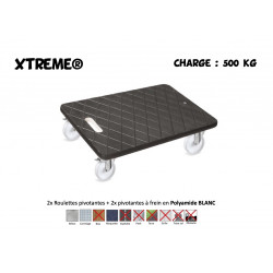 BOY MOBILIX® 600x400 Roulettes 2x Pivotantes + 2 x pivotantes à frein Polyamide BLANC - 500 Kg