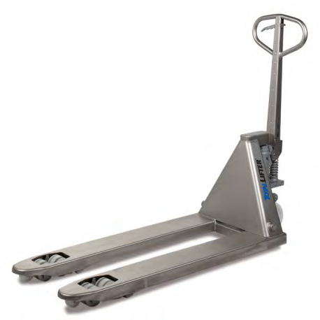 Transpalette manuel large - INOX asi 304 - CMU:2500kg - longueur de fourches 1130 mm