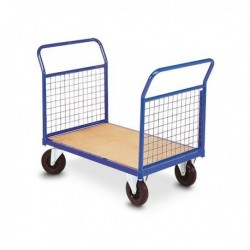 Chariot 2 dossiers grillagés amovibles 350kg - Dim:(L) 900 x (l) 580