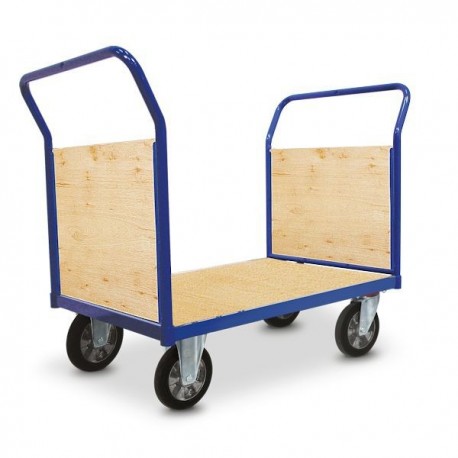 Chariot plateau galva -  2 dossiers bois amovibles 800kg - Dim:(L) 1000 x (l) 705