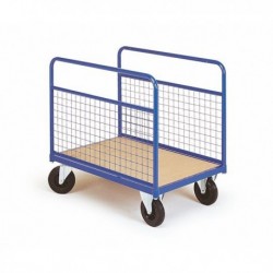 Chariot 2 ridelles grillagées amovibles 350kg - Dim:(L) 1230 x (l) 760