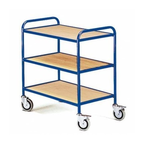 Chariot magasin à 3 plateaux bois amovibles 200kg - Dim:(L) 790 x (l) 470