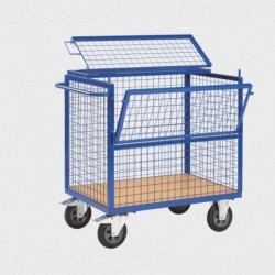 Chariots containers grillagés avec couvercle 500kg - Dim:(L) 1006 x (l) 656