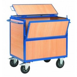 Chariot container bois avec couvercle 500kg - Dim:(L) 1175 x (l) 765