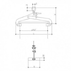 Pince pour levage vertical de fûts métalliques de diamètre 500 à 600 mm